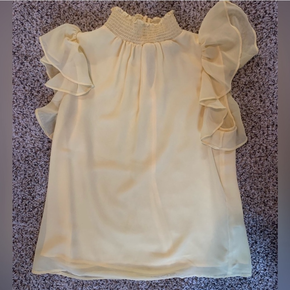 Yellow Ruffle Sleeve Blouse